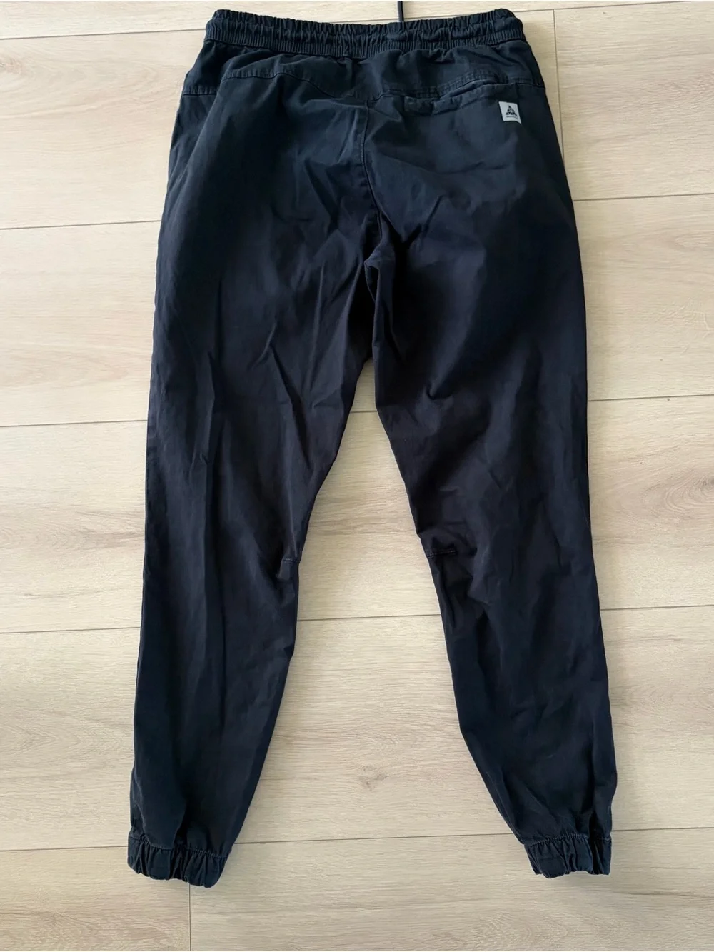 Zara Man Stretch Cotton Pants Black Elastic Waist Drawstring Joggers Medium